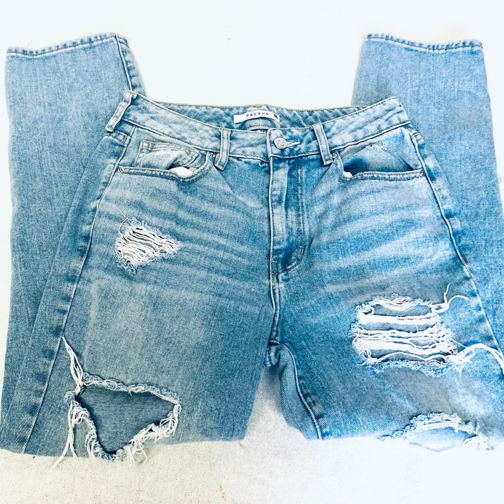 PACSUN DISTRESSED MOM JEANS SIZE 26 - Picture 3 of 11